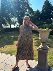 Sparkle Leopard Halter Neck Dress Alyssa