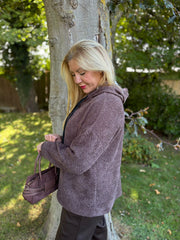 Chocolate Chenille Silver Fleck Hoodie Lisa