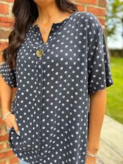 Navy Polka Dot Top Everly