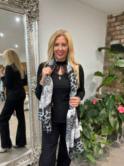 Grey Animal Panel Print Scarf