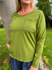 Olive Stud Pocket Top Serena