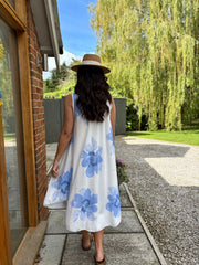 Light Blue Floral Print Dress Yvonne