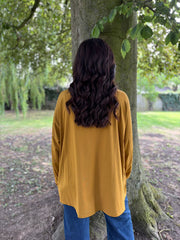 Mustard Fringed Neck Top Donna