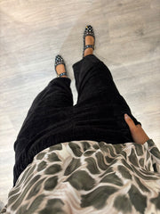 Black Velour Barrel Leg Trousers Jaiya