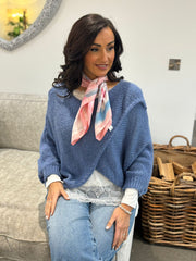 Denim Knitted Wrap Jumper Nell