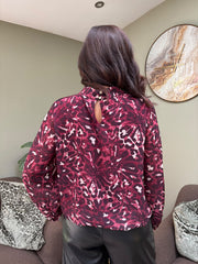 Wine Abstract Leopard Blouse Poppy