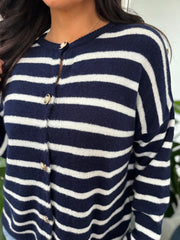 Navy Stripe Cardigan Dora