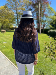 Navy Open Weave Knit Cassandra