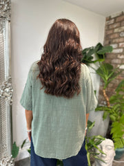 Khaki Lace Detail Blouse Hattie