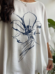 White Crepe Floral Cold Shoulder Top Naomi