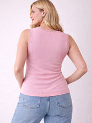 Pink Ribbed Lace Vest Trina
