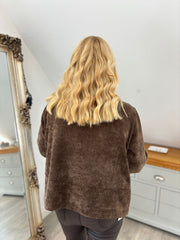 Chocolate Chenille Layered Cardigan Emily