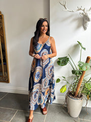 Navy Patterned Dress Odette