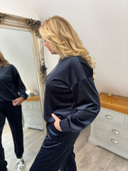 Navy Velour Leisure Set Amelia