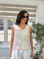 Multi Coloured Crochet Vest Top Sara