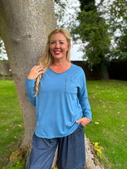 Denim Stud Pocket Top Serena