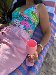 Mauve Tropical Print Swimsuit