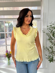 Lemon Ruffle Lace Vest Lola