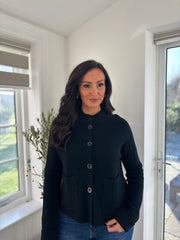 Black Crew Neck Pocket Cardi Janet