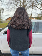 Black Zip Up Knitted Waistcoat Donna