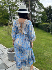 Denim Tropical Tassel Kaftan Dress Orla