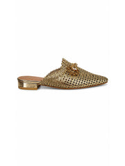 Gold Embellished Weaved Slip On Shoe
