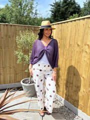 Purple Gathered Loose Knit Paige