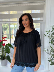 Black Bardot Tassel Top Adeline
