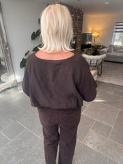 Chocolate Bubble Cotton Bubble Hem Top Rita