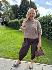 Mocha Short Sleeve Chevron Knit Kenna