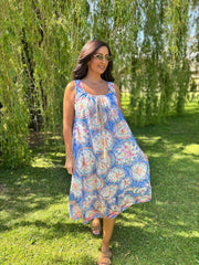 Blue Tropical Tassel Dress Seren