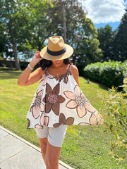 Chocolate Broderie Floral Vest Top Becky