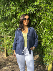 Navy Bubble Cotton Hooded Jacket Hayley