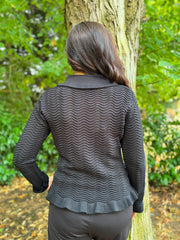 Black Pattern Knit Shirt Sherry