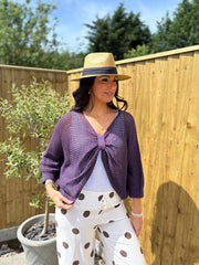 Purple Gathered Loose Knit Paige