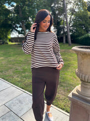 Cream Striped Sweat Top Mollie