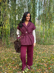 Wine Cream Quilted Gilet Hollie