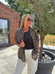 Chocolate Polka Dot Blouse Kathy