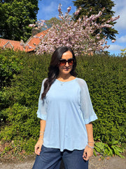 Light Blue Net Sleeve Top Julia