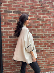 Antique Cream Luxury Trim Detail Pocket Knit Anna