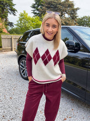 Wine Argyle Knit Blair