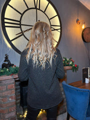 Black Shimmer Stripe Top Etta