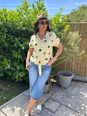Buttercream Polka Dot Tie Front Blouse Tiana
