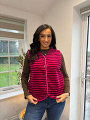 Lipstick & Chocolate Stripe Fleece Gilet