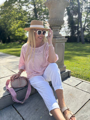 Pink Pointelle Open Knit Kyra