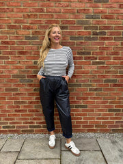 Navy Coated Trousers Sasha