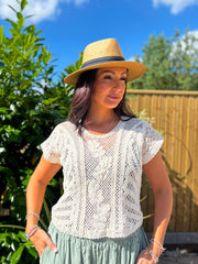 Stone Net Crochet Top Fran