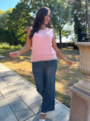Pink Fluffy Hem Knitted Tank Gina