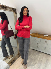 Red Sparkle Roll Neck Susan