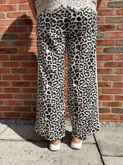 Stone Premium Leopard Pull on Wide Leg Trousers